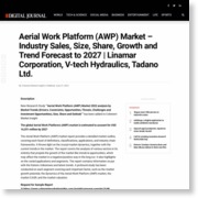 Aerial Work Platform (AWP) Market – Industry Sales, Size, Share, Growth and Trend Forecast to 2027 | Linamar Corporation, V-tech Hydraulics, Tadano Ltd. – Digital Journal