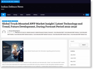 Global Truck-Mounted AWP Market Insight | Latest Technology and Trend, Future Development, During Forecast Period 2022-2030 – Indian Defence News – Indian Defence News