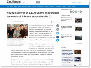 Young survivor of 3.11 tsunami encouraged by words of A-bomb storyteller (Pt. 2) – The Mainichi – The Mainichi