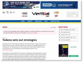 Tadano sets out strategies – Vertikal.net