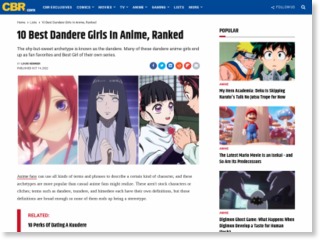 10 Best Dandere Girls In Anime, Ranked – CBR – Comic Book Resources