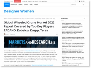 Global Wheeled Crane Market 2022 Report Covered by Top Key Players TADANO, Kobelco, Krupp, Terex – Designer Women – Designer Women
