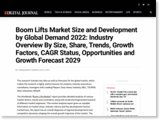 Boom Lifts Market Size and Development by Global Demand 2022: Industry Overview By Size, Share, Trends, Growth Factors, CAGR Status, Opportunities and Growth Forecast 2029 – Digital Journal
