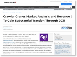 Crawler Cranes Market Analysis and Revenue | To Gain Substantial Traction Through 2031 – EIN News
