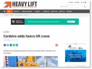 ​Cordeiro adds heavy lift crane | News – HeavyLift & Project Forwarding International
