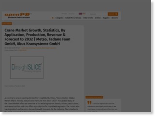 Crane Market Growth, Statistics, By Application, Production, Revenue & Forecast to 2032 | Metso, Tadano Faun G – openPR
